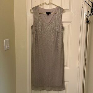 R&M Richards Silver Shimmery Cocktail Gown Dress Size 14 holiday party New Years